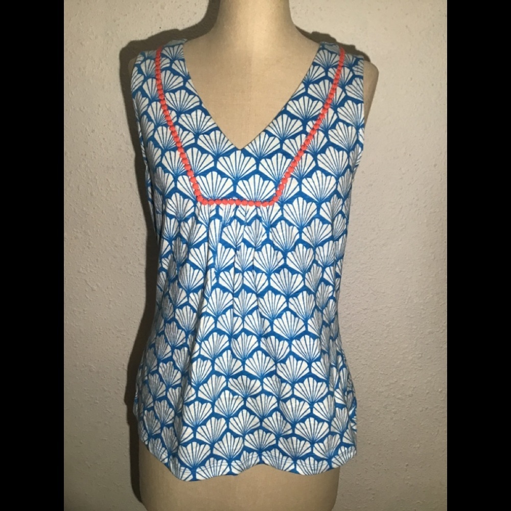Boden blue/white v-neck blouse size small
